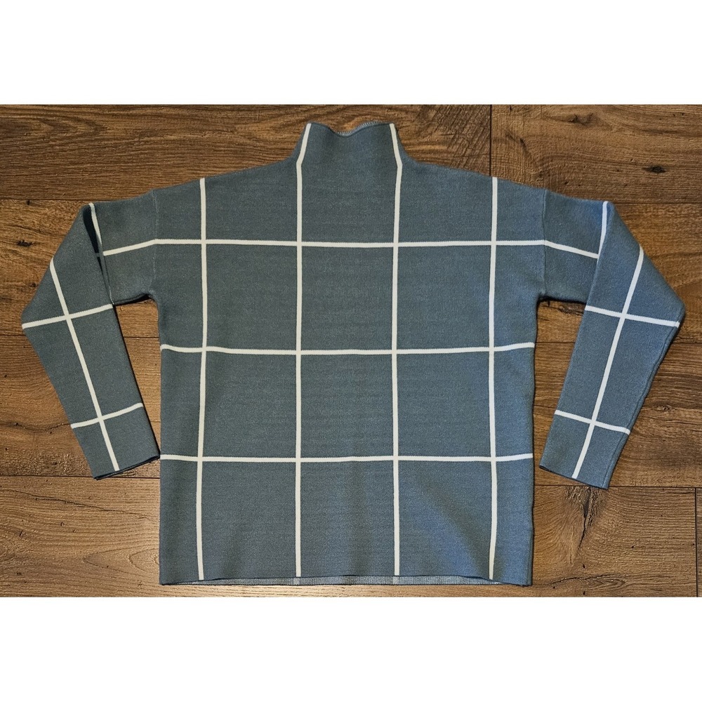 Cynthia Rowley Sweater Women's Medium Windowpane Plaid Mock Neck